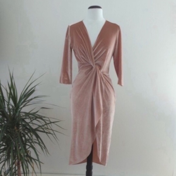 Champagne Velour Zara Basics Cocktail Dress - Picture 4 of 13